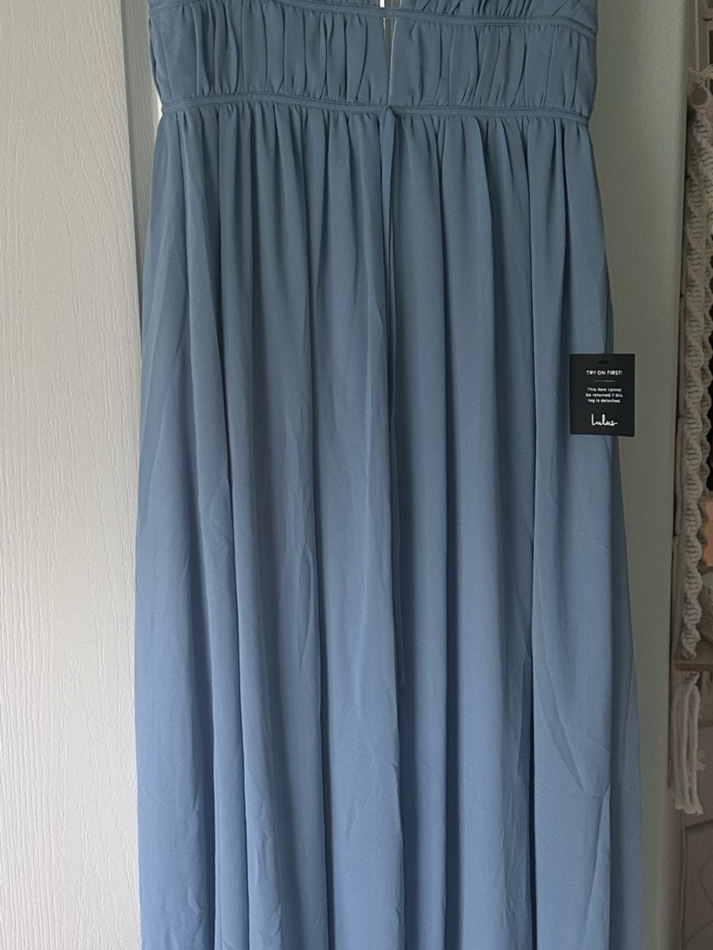 Lulu's Soft Blue Gathered Waist Maxi Dress